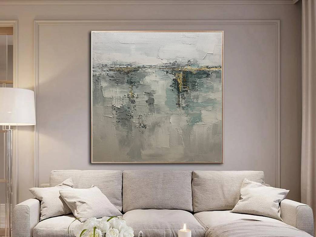Modern Abstract Gray Golden Abstract Canvas Wall Art IV18W wall art